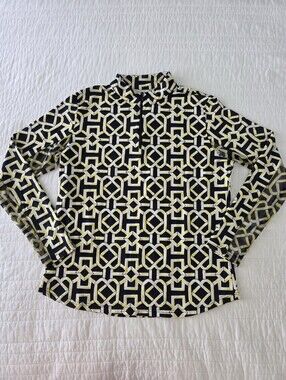 ICIKULS 1/4 Zip Pullover Top Womans Size Large Geometric Pattern